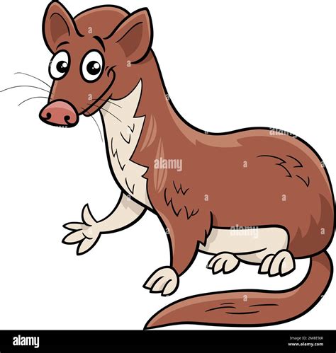 Cartoon Illustration Of Funny Weasel Comic Animal Character Stock