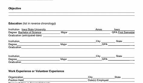 resume building worksheets