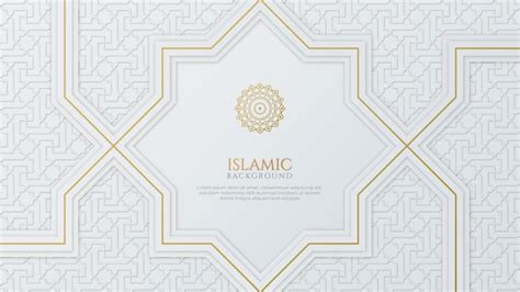 Árabe Islámico Elegante Fondo Ornamental De Lujo Blanco Y Dorado Con