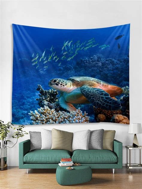Sea Turtle Fish Print Tapestry Wall Art Hanging Decoration Hanging