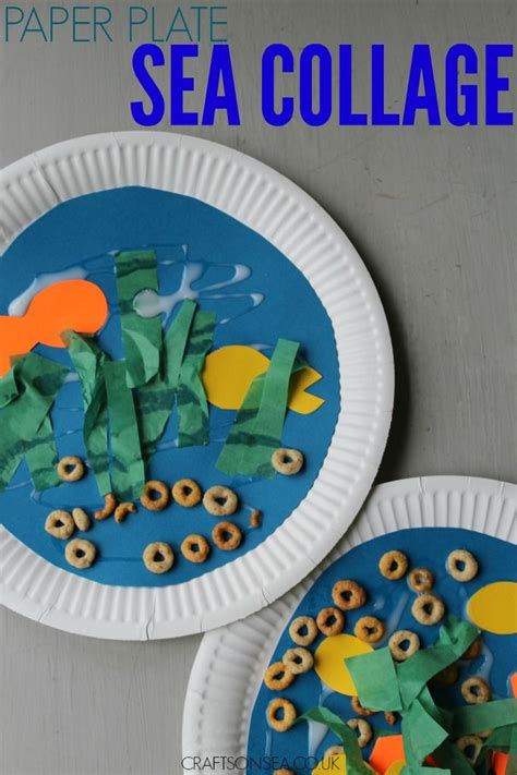 Super Simple Paper Plate Sea Collage Paper Plate Crafts For Kids