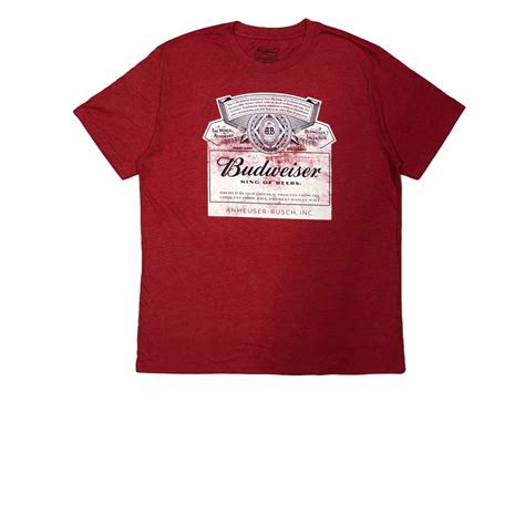 Budweiser King Of Beers Mens Vintage Retro T Shirt Heather Red