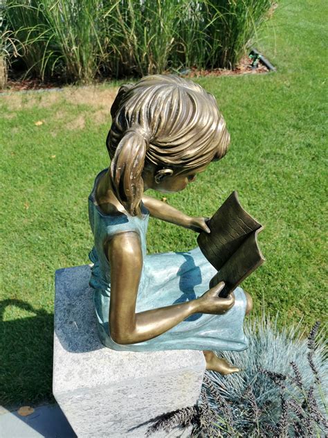Bronze Garden Sculpture Girl Reading A Book Bronze Children