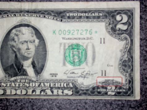 1976 Star Error 2 Federal Reserve Us Two Dollar Note 3rd Print Shift