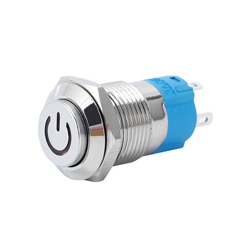 12mm On Off Flat High Momentary Waterproof 12v Power Metal Push Button