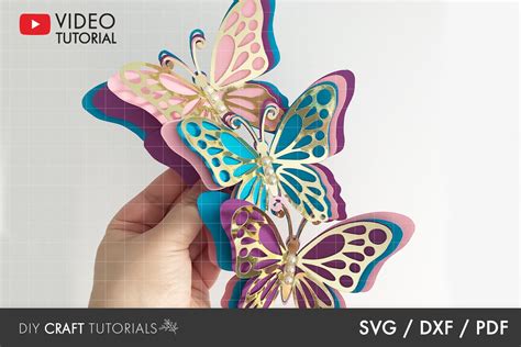 Download Butterfly SVG, 3D Butterfly SVG, DXF, PDF (1155454) | Paper Cutting | Design Bundles