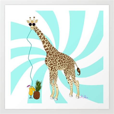 Drunk Giraffe Art Print By Elise Cayouette Society6