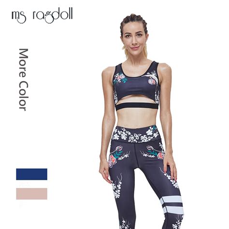 Women Yoga Set Floral Print Fitness Wear Vest Tank Top Sportswear Workout Tracksuit Pants Women