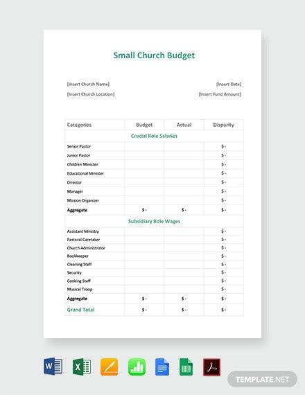 20 Church Budget Templates In Ms Word Pdf Excel Apple Pages