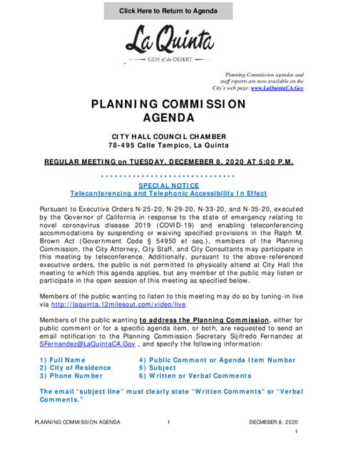 Fillable Online Planning Commission Agendas And Citys Web Page
