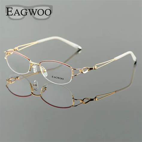 Buy Metel Alloy Eyeglasses Half Rim Optical Frame Prescription Women Spectacle