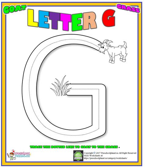 Letter G worksheet for preschool – Preschoolplanet