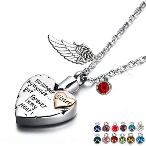 Heart Cremation Urn Necklace Angel Wing Memorial Pendant For Ashes