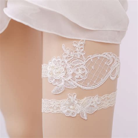 New Fashion Women Wedding Fashion Garter For Bride Hand Made Lace Flower Garter Belt Piece Set