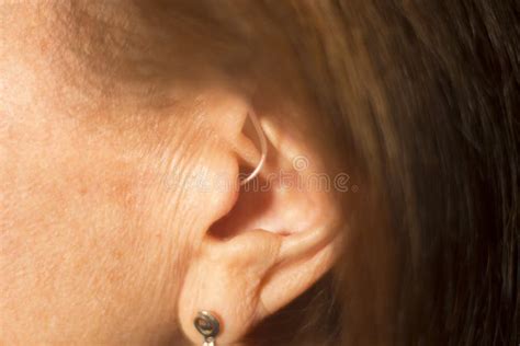Deaf Woman Hearing Aid Ear Stock Image Image Of Female 122715307