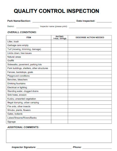 Sample Quality Control Forms