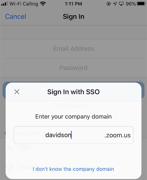 Zoom Sso Log In Experience Desktop Client And Mobile App Davidson