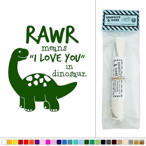Rawr Means I Love You Dinosaur Brontosaurus Vinyl Sticker Decal Wall