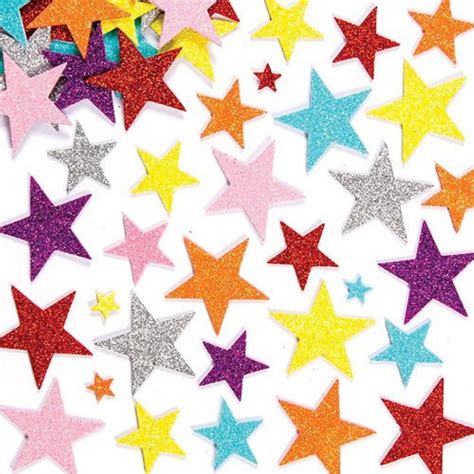 Glitter Star Foam Stickers Selt Adhesive Shapes 7 Colors Kids Craft