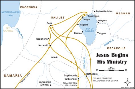 Map Of Jesus Early Journeys And Beginning Of Ministry Bible History