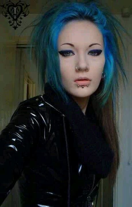 Goth Gothic Blue Hair Piercings Pinterest Hair Blue Hair And Gothic