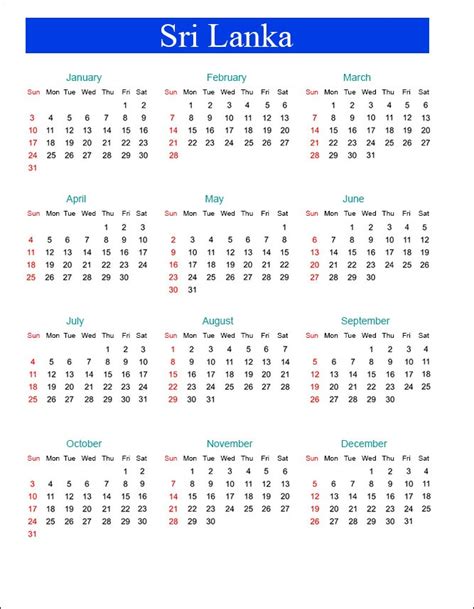 Printable Sri Lanka 2021 Calendar With Holidays Pdf Calendar Dream