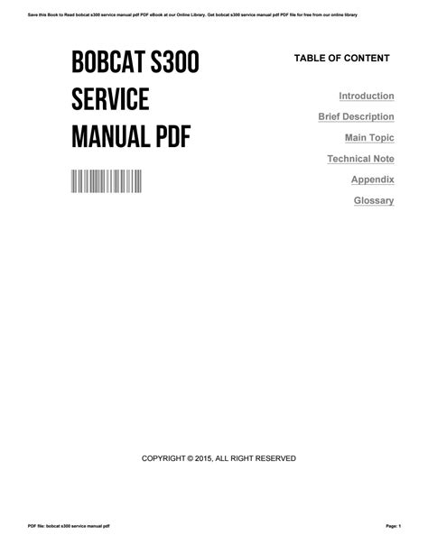 Bobcat S300 Service Manual Pdf By Stephenquintana2617 Issuu