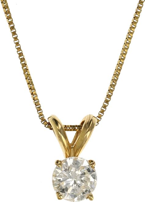 14k Yellow Gold Diamond Solitaire Pendant 12 Ct With 18