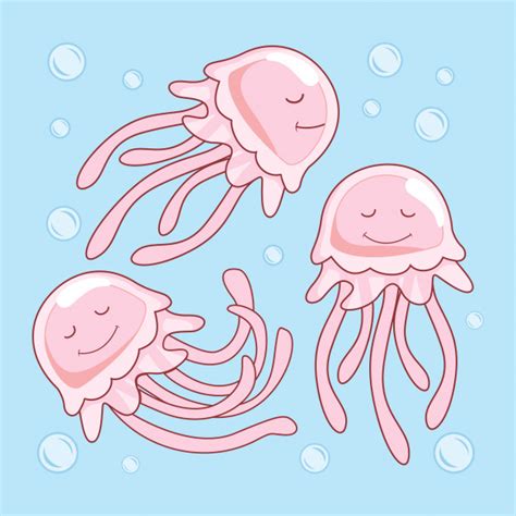 Premium Vector Jellyfish Cartoon Under Water Animal Set