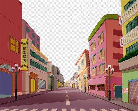 Beige And Pink Building Animated 2017 Cartoon Pink House Road Cartoon