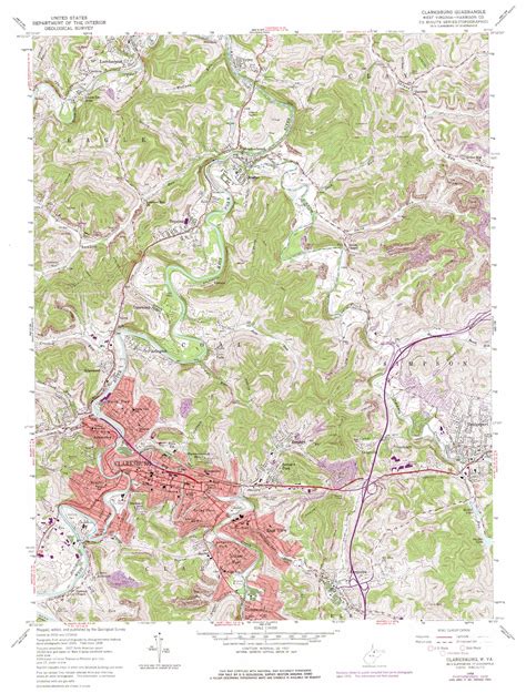 Clarksburg Topographic Map 124000 Scale West Virginia