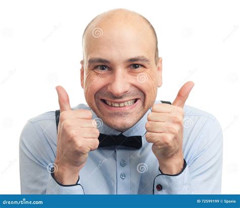 Smiling Bald Man With Thumbs Up Stock Image Image Of Caucasian
