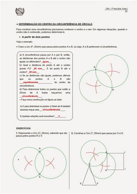 Exercícios De Circunferência 7 Ano Com Gabarito