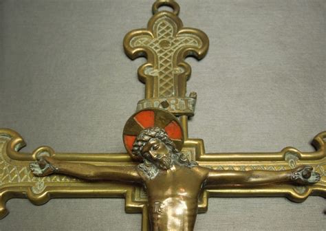 Rare European Antique Bronze Crucifix Jesus Religious Cross C1900