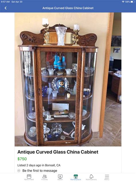 Pin By Sharon Aspevig On Estate Sale Glass China Cabinet China Cabinet Curved Glass
