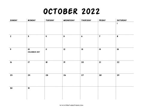 20 October 2022 Calendar Printable October 2022 Printable Calendar