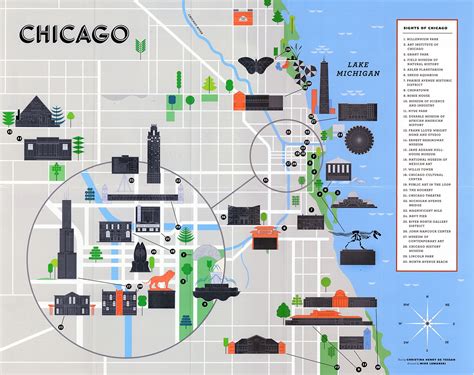 Chicago Landmarks Map Chicago Map Chicago Landmarks Chicago