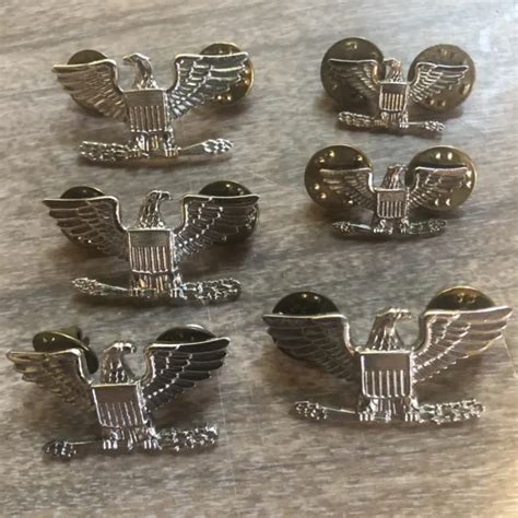 Wwii Sterling Army Colonel Rank War Eagle Shoulder Insignia Pin Great