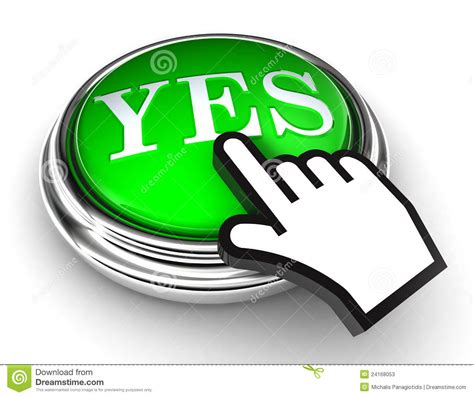 Yes Green Button And Pointer Hand Stock Illustration Illustration Of