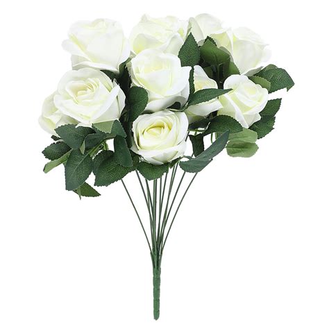 Romantic Wedding Artificial Roses Long Stem Silk Flowers Roses Bouquet