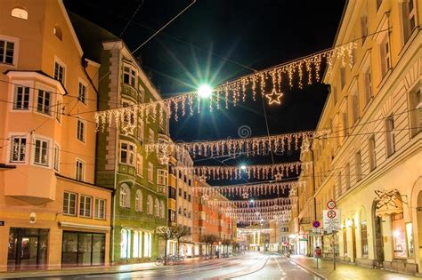 A Street In The Center Of Innsbruck Stock Photo Image Of Night