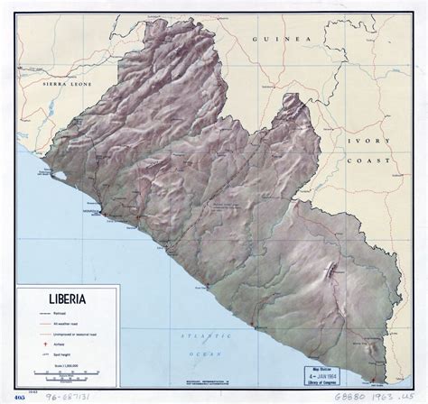 Large Detailed Political Map Of Liberia With Relief Roads Major