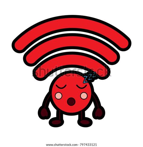Cartoon Wifi Internet Signal Kawaii Character Stock Vector Royalty