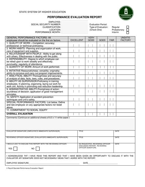 Employees Evaluation Template
