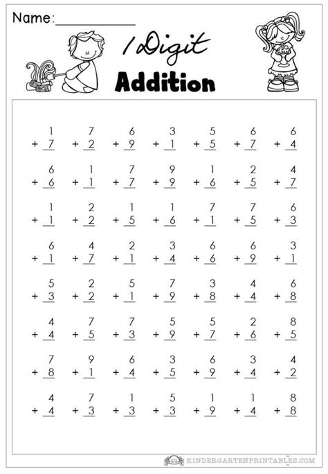 1 Digit Addition worksheets | Math addition worksheets, Addition