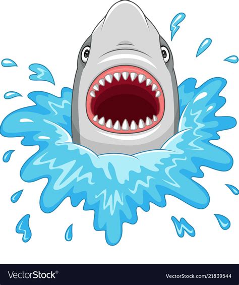 Cartoon Shark With Open Jaws Isolated Royalty Free Vector
