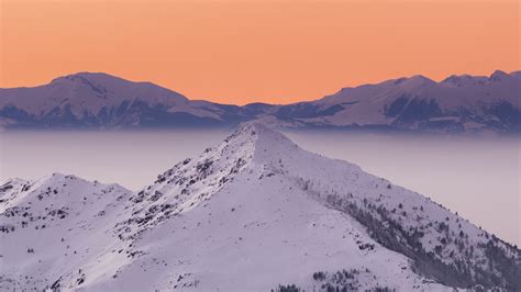 Download Wallpaper 1920x1080 Mountain Peak Snowy Sky Landscape Full