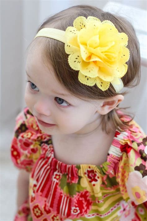 Yellow Eyelet Flower Headband Baby Headbands By Leilei1202 600