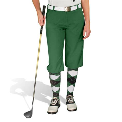 Ladies Golf Knickers 5h Dark Greenblackwhite Argyle Paradise Outfit