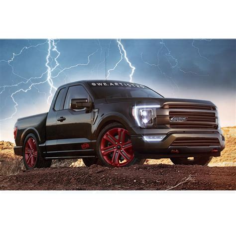 2021 Ford F 150 Svt Lightning Imagined With Gt500 Engine And Red Wheels